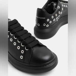 Alexander McQueen Oversized Eyelet Detail Sneakers in Black, New, Size 42